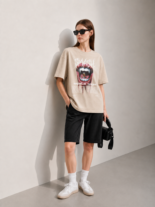 World Tour Women Tee Beige