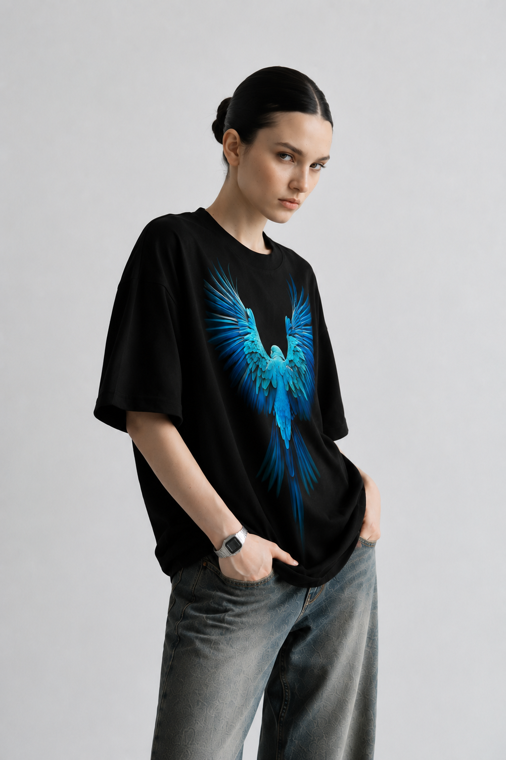 Raw Hype Women Tee Black – edgy street-style graphic oversized t-shirt by Coolbee Store
