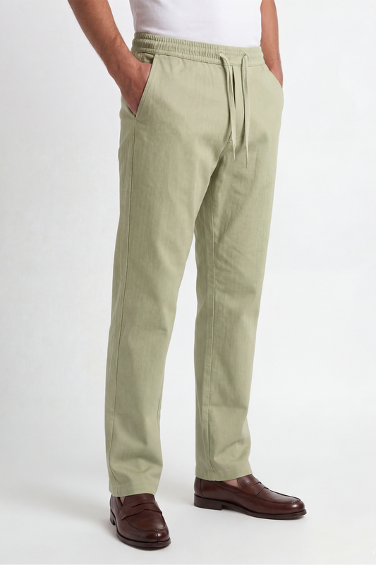 Cool Bee Linen Travel Pants Sea Green for Men - Sea Green Linen Travel Pants Lightweight India - Back View