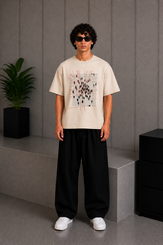 Grid Lock Tee Beige