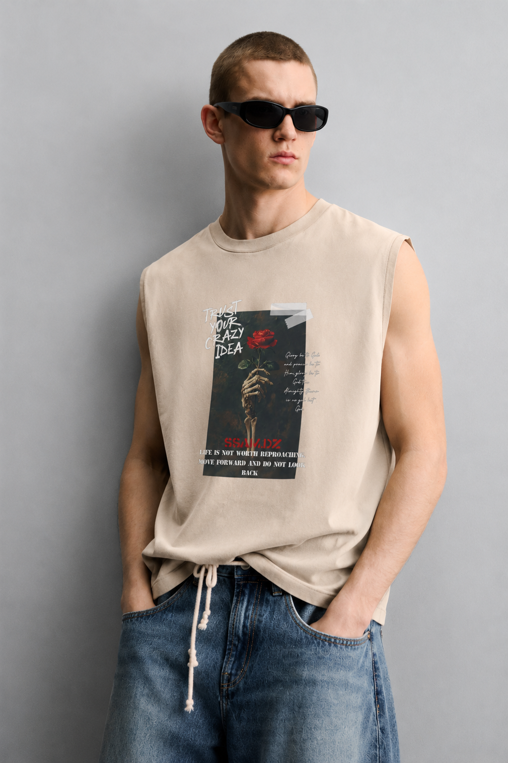 Dead Rose Tank Beige