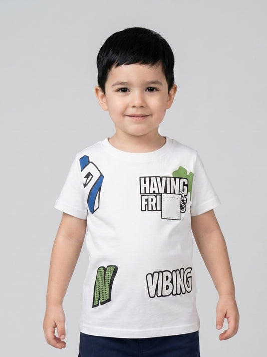 Kids Boys T-Shirt - White (CSKT218)