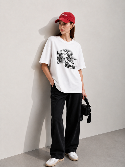 Melt Core White Women Tee - Oversized Graphic T-Shirt Back View | Cool Bee India
