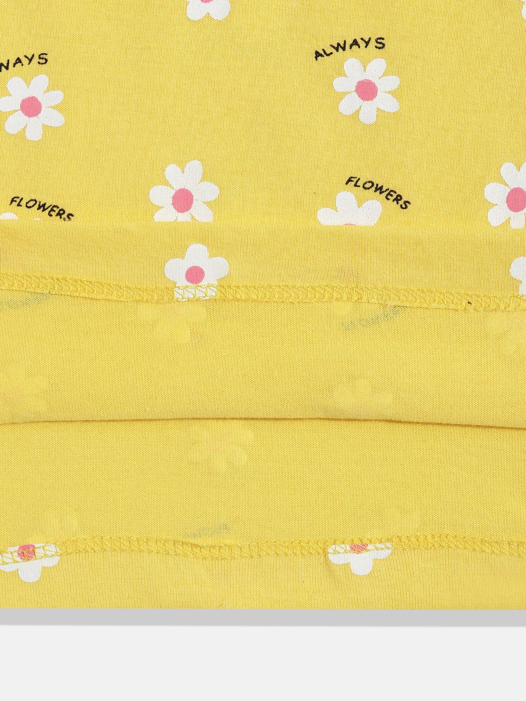 Coolbee Store Kids Girls T-Shirt - Yellow (KGSSA12) – close-up fabric detail