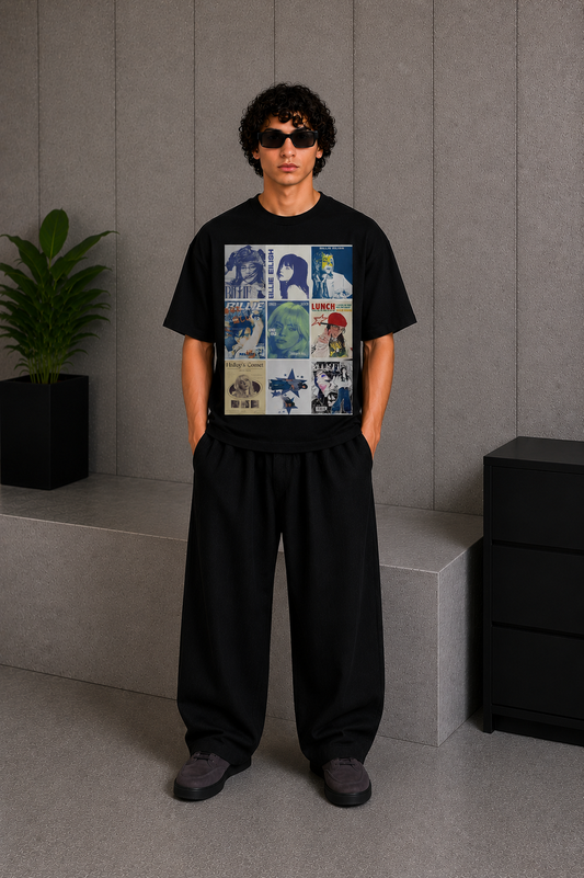 Cool Bee Cyan Glow Tee Black for Men - Black Oversized Graphic Tee Streetwear India - Back View