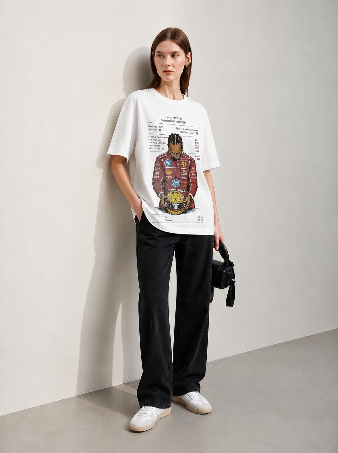 Live Loud White Women Tee - Oversized Graphic T-Shirt Side View | Cool Bee India