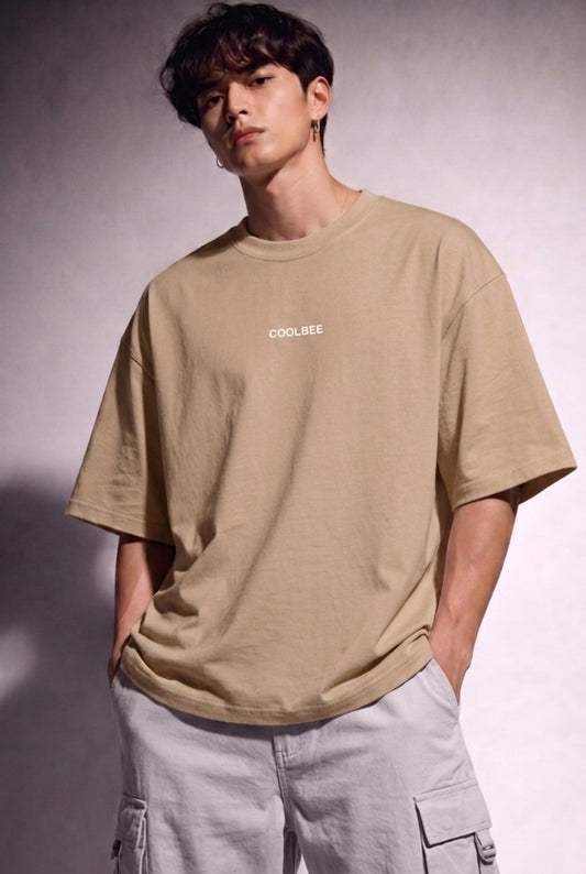 Cool Bee Cubist Bloom Oversize Tee Beige for Men - Beige Oversized Graphic Tee Streetwear India - Back View