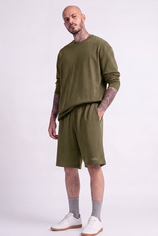 Cool Bee Regular Fit Shorts Olive Green for Men - Shorts Summer Casual India - Back View