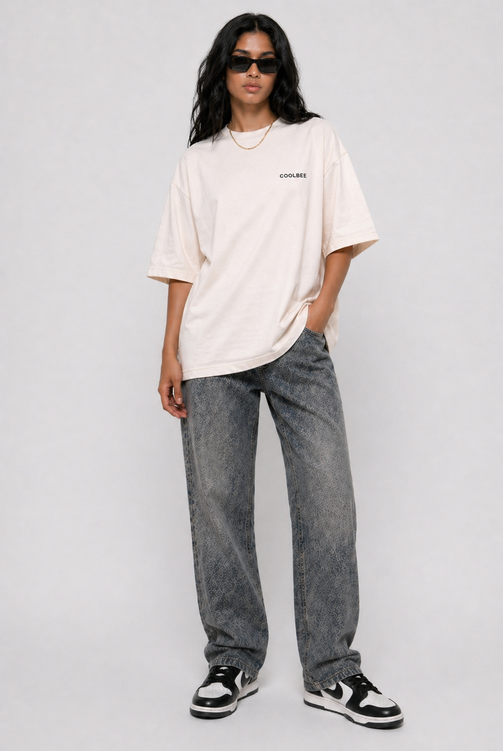 Cool Bee Perspective Graphic Tee White for Women - Oversized Graphic Tee Streetwear India - Lifestyle View