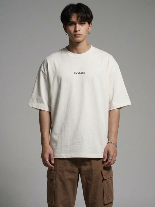 Cool Bee Silent Muse Tee White for Men - White Oversized Graphic Tee Streetwear India - Back View