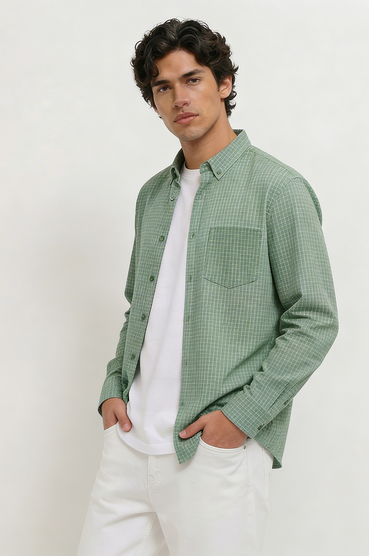 Cool Bee Heritage Check Button-Down Shirt for Men - Check Check Casual Shirt India - Back View