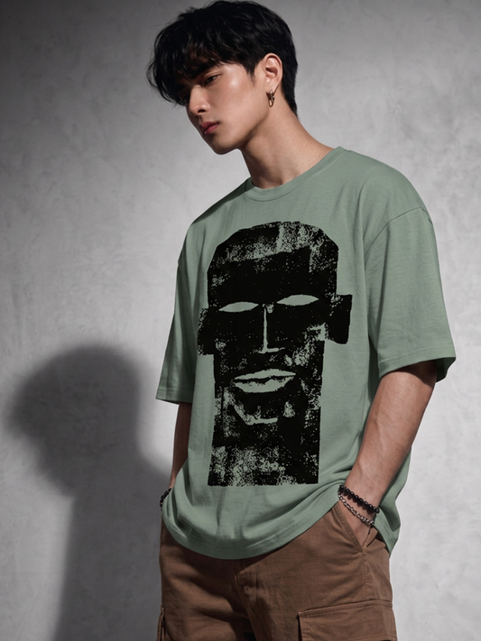 Cool Bee The Totem Tee Green for Men - Green Oversized Graphic Tee Streetwear India - Back View