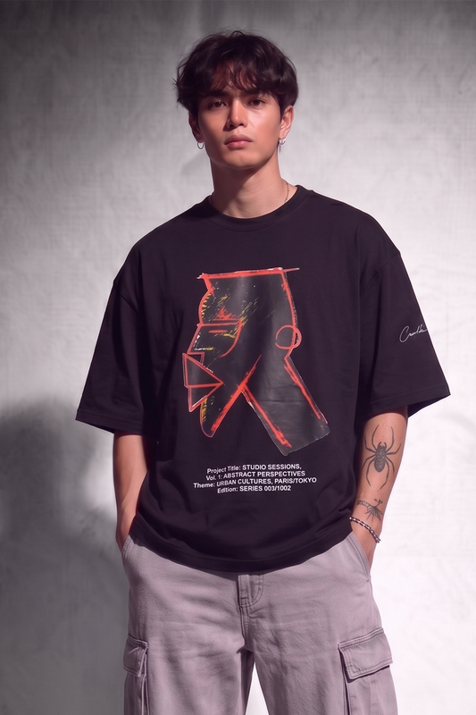 Cool Bee Urban Nomad Tee Black for Men - Black Oversized Graphic Tee Streetwear India - Back View