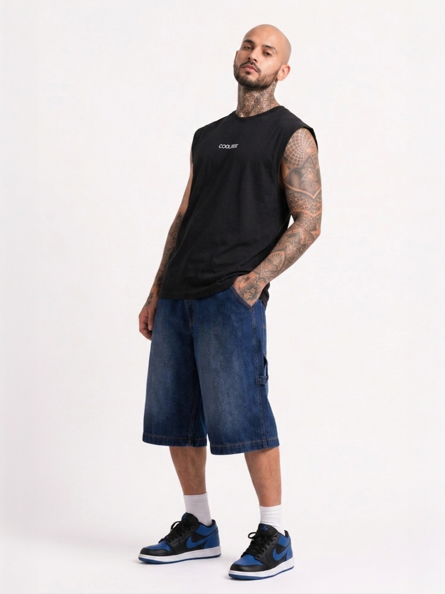 Cool Bee Men Tank Tees Black for Men - Black Tank Top Gym Casual India - Lifestyle View
