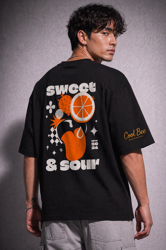 Cool Bee Sweet-Sour Tee Black for Men - Oversized Graphic Tee Streetwear India - Back View