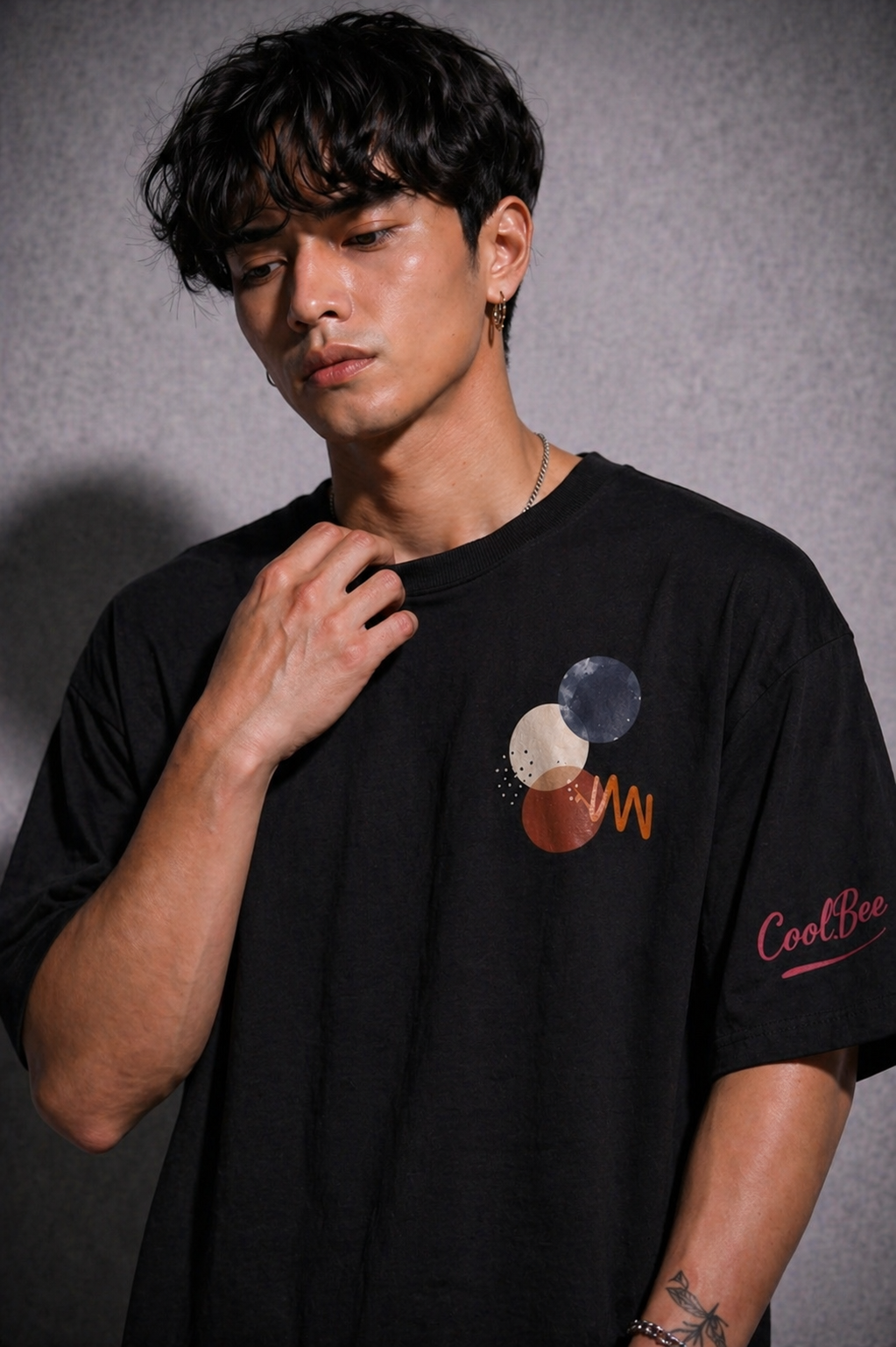 Cool Bee CoolBee Orbit Tee Black for Men - Oversized Graphic Tee Streetwear India - Lifestyle View