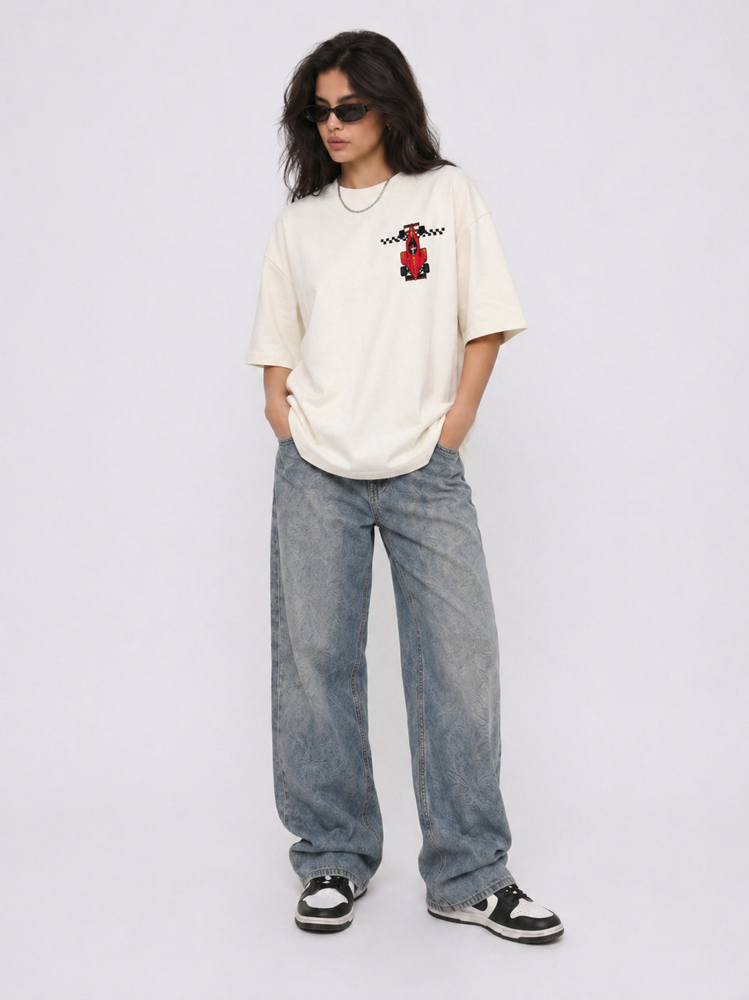 Checkered Box Tee White