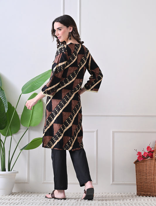 Sienna Geometric Printed Tunic Set with Gota Embroidery