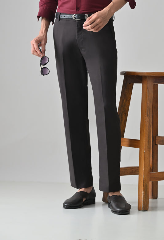 DARK WINE Solid Formal Trouser - Premium poly viscose | Comfortable Mens Pants