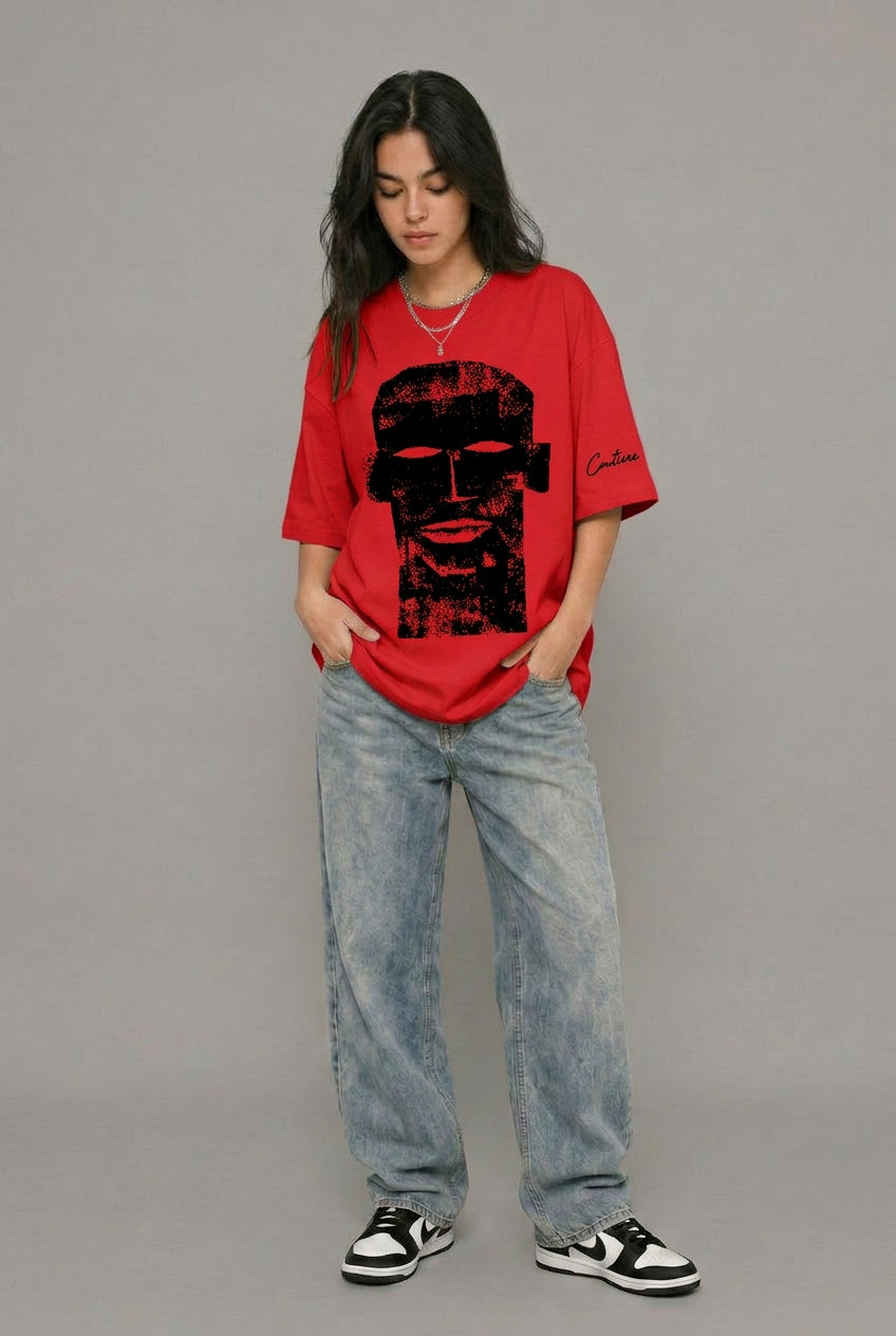 Cool Bee The Totem Tee Red for Women - Oversized Graphic Tee Streetwear India - Lifestyle View