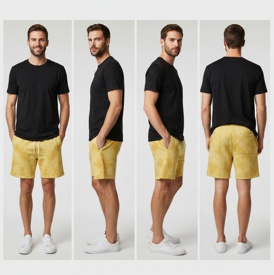 Unisex Tie Dye Shorts Yellow