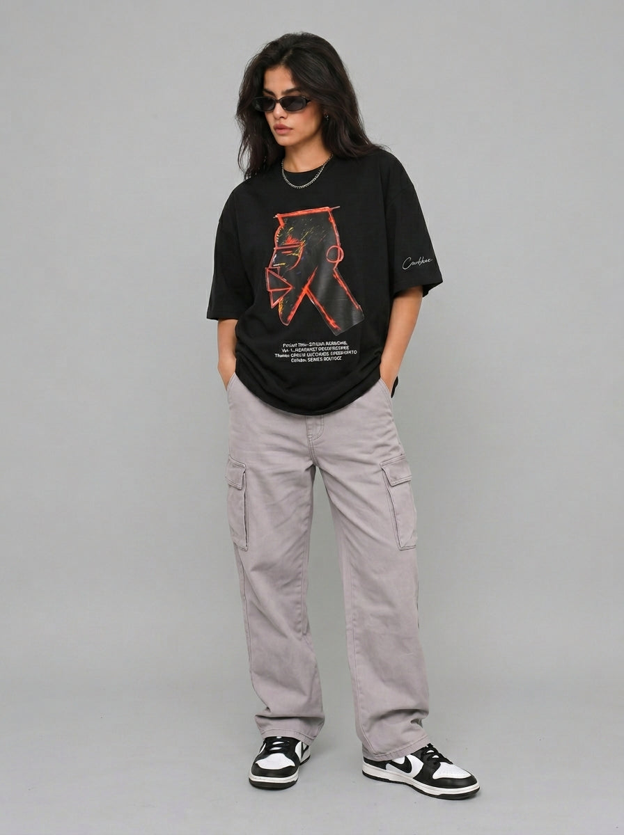 Cool Bee Urban Nomad Tee Black for Women - Oversized Graphic Tee Streetwear India - Lifestyle View