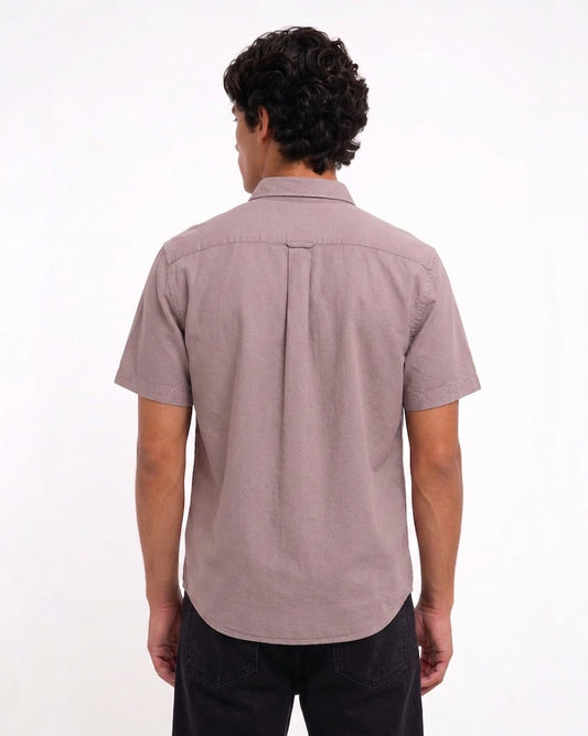 Cool Bee Oxford Casual Half Shirt Maroon for Men - Maroon Premium Half Sleeve Casual Shirt India - Back View