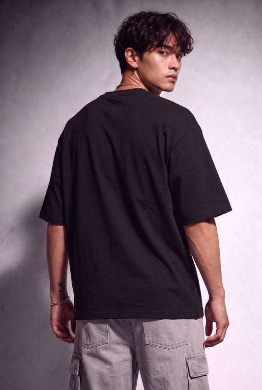 Cool Bee Silent Warior Anime Tee Black for Men - Oversized Graphic Tee Streetwear India - Lifestyle View