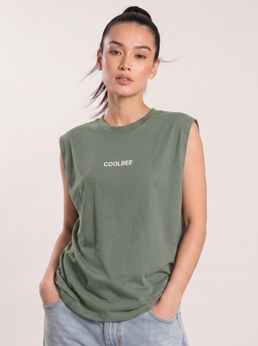 Cool Bee Women Tank Tees Green for Women - Tank Top Gym Casual India - Lifestyle View