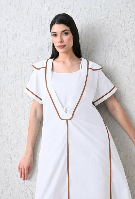 Monochrome Geometric Statement Dress White
