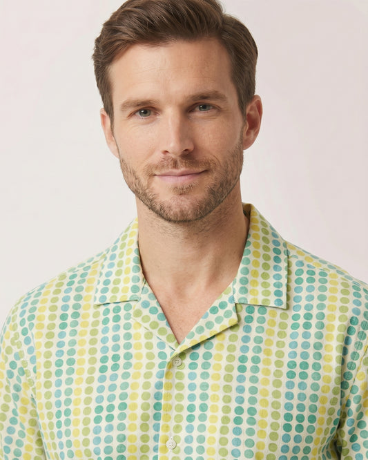Cool Bee Citrus Breeze Camp Shirt for Men - Premium Mercerised Cotton Spread Collar Shirt India - Back View