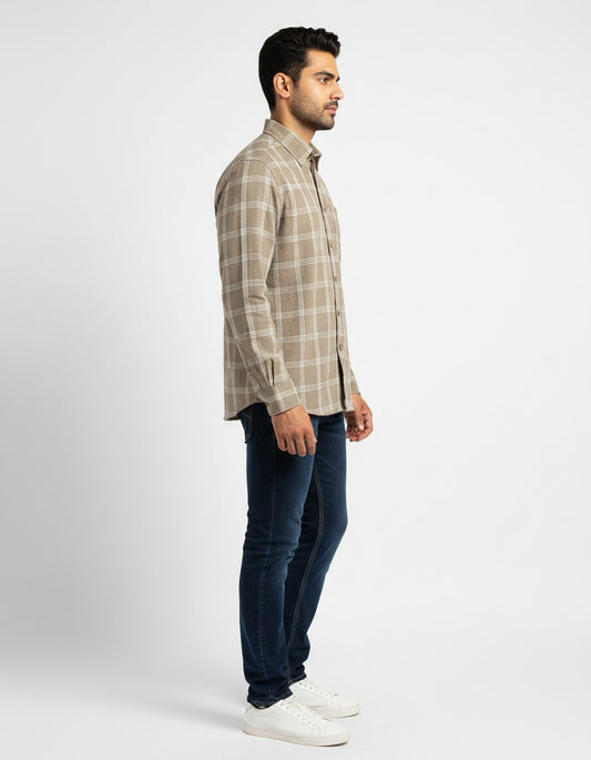 Men's Olive Drab Windowpane Check Shirt