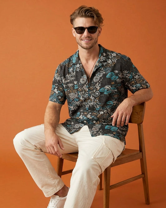 Monochrome Matrix Camp Shirt