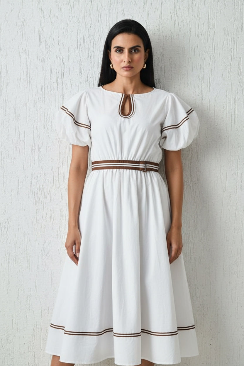 Artisan Contrast Shirtdress White