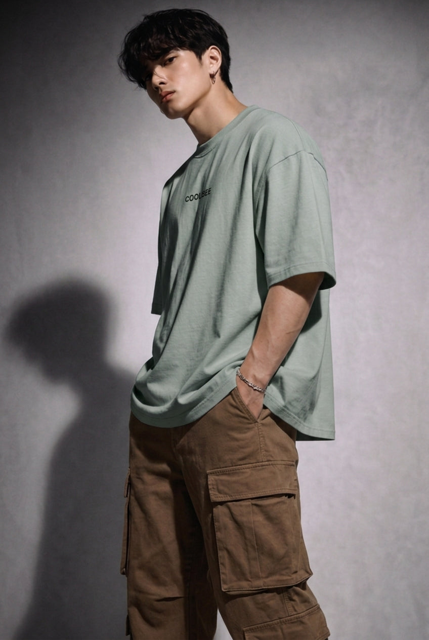 Cool Bee Matchday Abstract Tee Green for Men - Green Oversized Graphic Tee Streetwear India - Lifestyle View