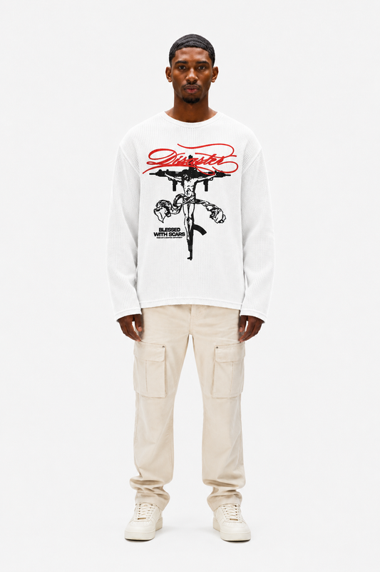 Coolbee Store Reckless Faith Waffle Tee White – back view