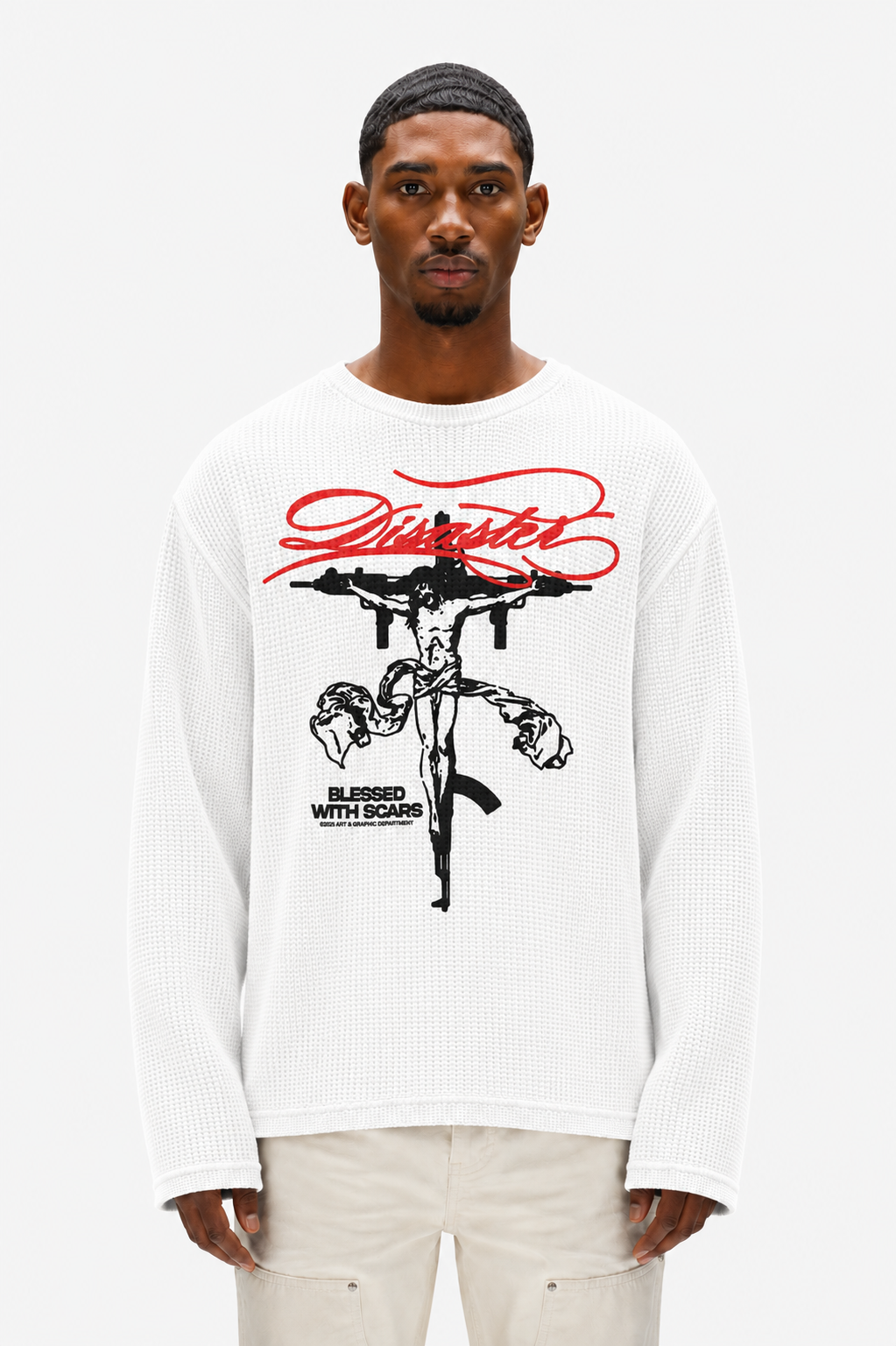 Coolbee Store Reckless Faith Waffle Tee White – additional view