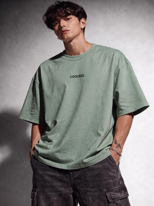 Cool Bee Orbital Drift Tee Green for Men - Green Oversized Graphic Tee Streetwear India - Back View