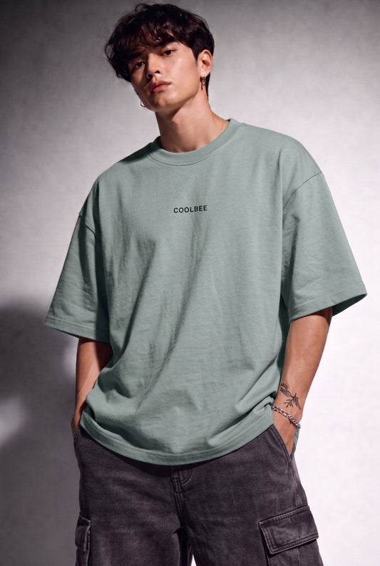 Cool Bee Lost in Thought Tee Green for Men - Green Oversized Graphic Tee Streetwear India - Back View