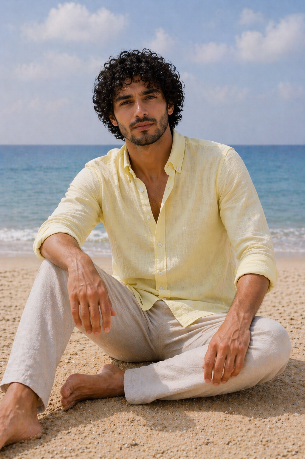 Cool Bee Linen Casual Shirt Yellow for Men - Linen Casual Shirt Breathable India - Lifestyle View