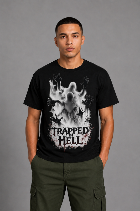 Cool Bee Trapped Tee Black for Men - Black Oversized Graphic Tee Streetwear India - Back View