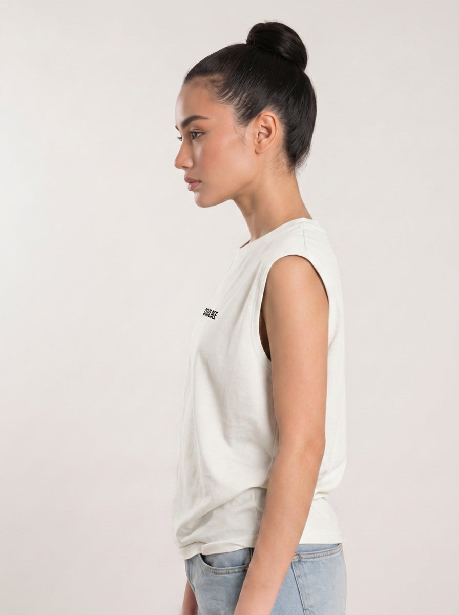 Cool Bee Women Tank Tees White for Women - Tank Top Gym Casual India - Lifestyle View