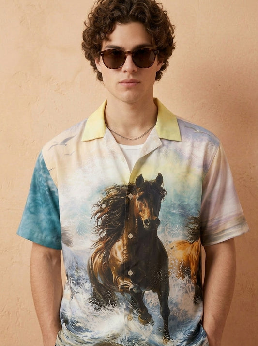 Cool Bee Ethereal Crest Camp Shirt for Men - Premium Mercerised Cotton Spread Collar Shirt India - Back View