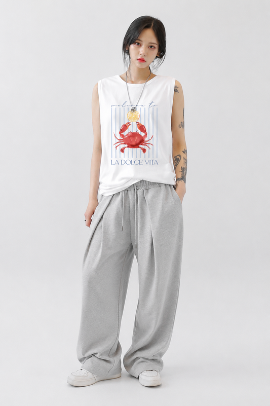 Coolbee Store Lemon Tide Tank Tees White – back view