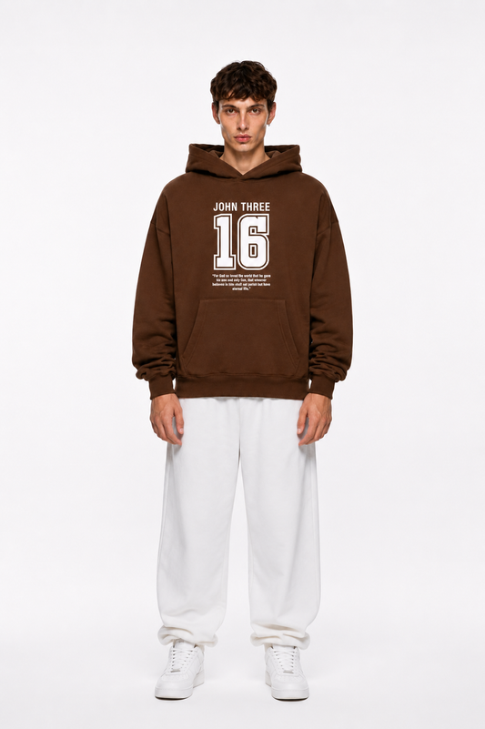 Jhon Three Hoodie Brown – Coolbee Store oversized hoodie, photo 2 of 5