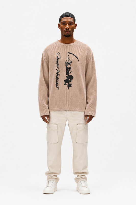Coolbee Store Ghost Harvest Waffle Tee Beige – back view