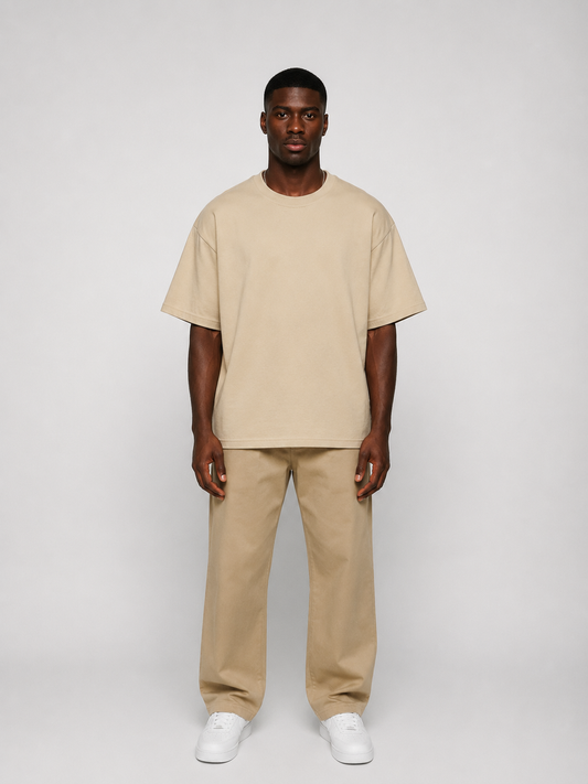 Cubist Bloom Oversize Tee Beige