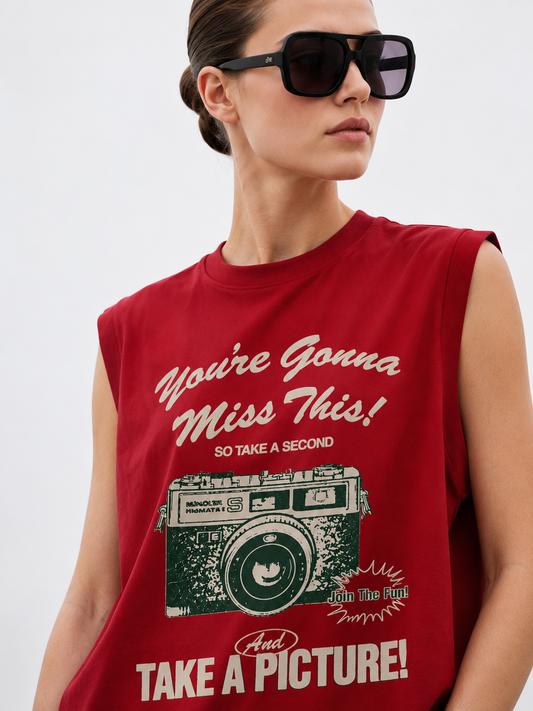Take Picture Tank Tees Red
