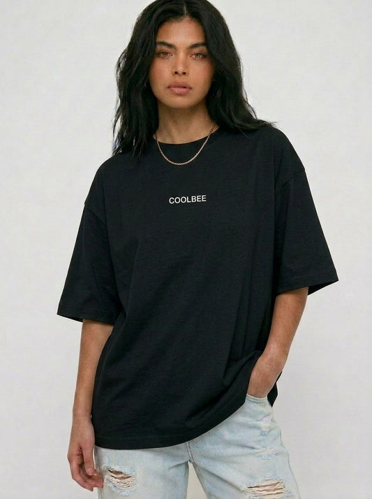 Cool Bee Cubist Bloom Oversize Tee Black for Women - Oversized Graphic Tee Streetwear India - Back View