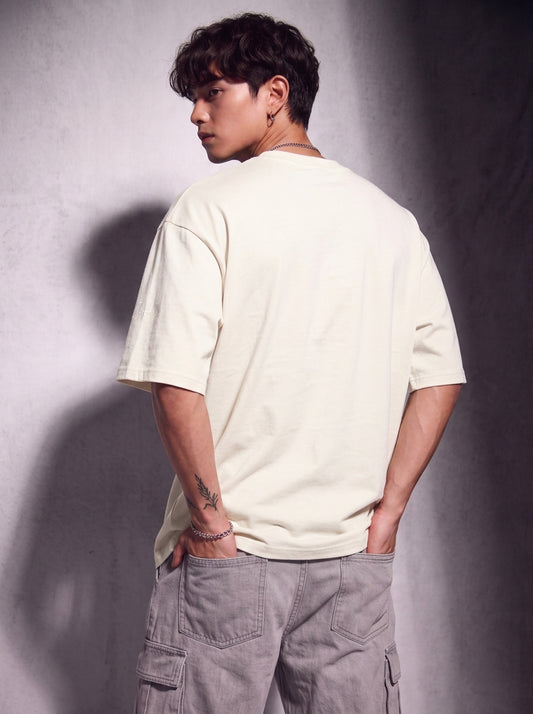 Cool Bee Urban Nomad Tee White for Men - White Oversized Graphic Tee Streetwear India - Back View